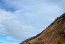 Big landslide blocks beach