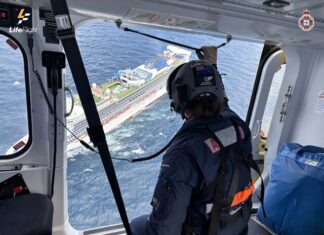 Emergency airlift from cruise ship